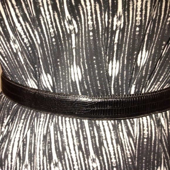 ❤️NORMA KAMALI BLACK Reptile Embossed Italian Calfskin WOMENS BELT M USA - Picture 2 of 5